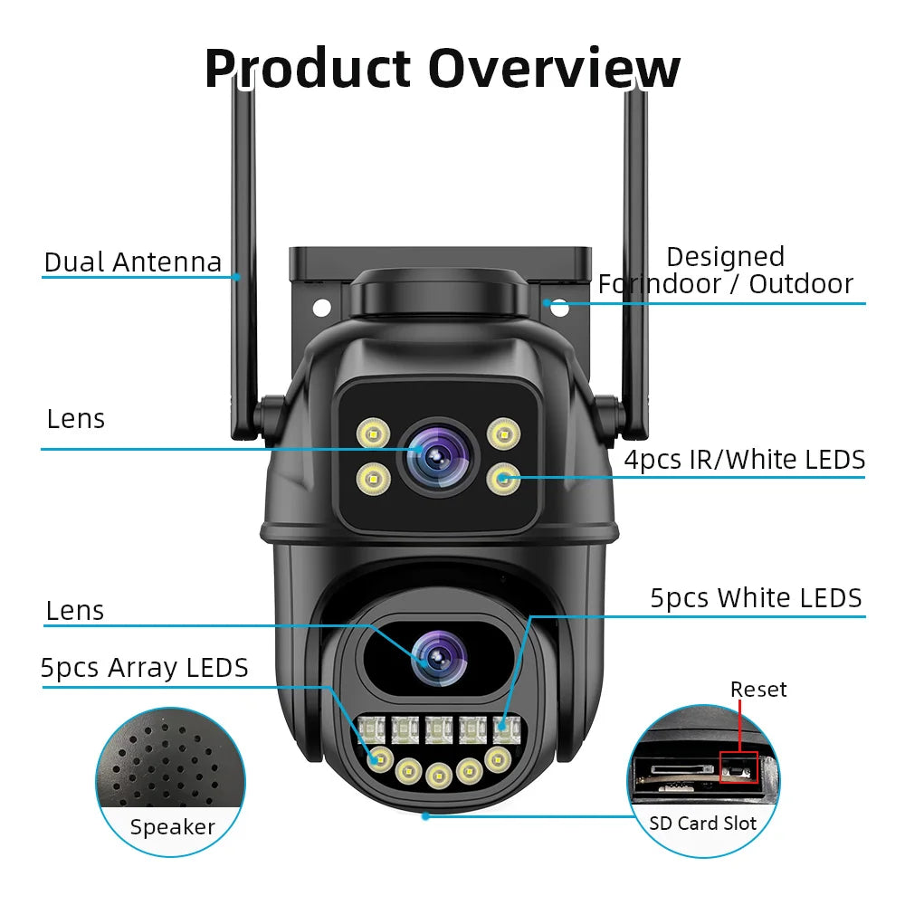 4K Wifi PTZ Camera Outdoor  Audio Video Surveillance