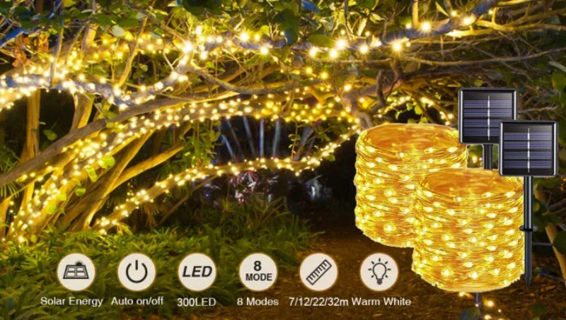 300LED Solar Rope Strip Waterproof