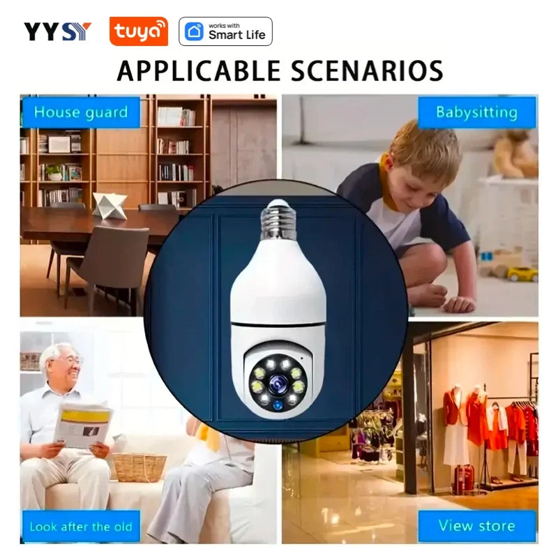 Tuya Smart Home 2.4G E27 Bulb Wifi Surveillance Camera HD Night Security Video Surveillance Supprt Two Way Audio Mobile Motion